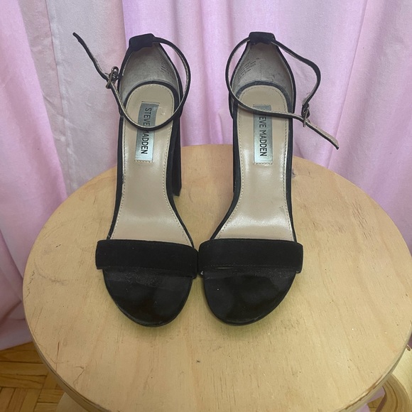 Steve Madden Black Suede 4” Chunky Heels - Picture 1 of 4